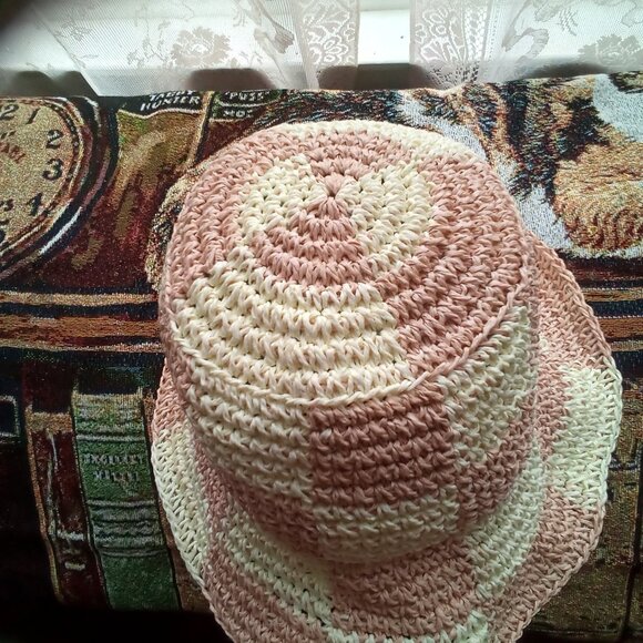 Wyeth Summer Hat Square Accents Weaved or Woven Straw One Size NWOT - Picture 5 of 7